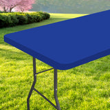 Spotjoy Rectangle Table Cloth, Waterproof Elastic Fitted Tablecloth for 8 Foot Folding Tables, Washable Polyester Tablecloths fo