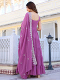 Wedani Pink Georgette Solid Anarkali Kurta For Women,LIGHT PURPLE,XL,,,