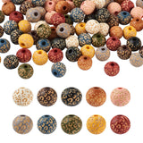 FASHEWELRY 100Pcs Leopard Print Wood Bead 10mm Round Engraved Animal Print Wooden Beads for DIY Necklace Bracelet Garland Making
