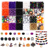 UPINS 2100PCS+ Halloween Beads Bracelet Making Kit, Halloween Clay Beads Spacer Beads for Jewelry Making, Polymer Clay Pony Lett