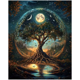 KEYIFA Paint by Numbers Kits for Adults, Tree of Life Paint by Number, DIY Oil Digital Painting Moon, Easy Acrylic Painting Kit 