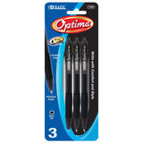 BAZIC Optima Black Retractable OilGel Pen w/ Grip (3/Pack)