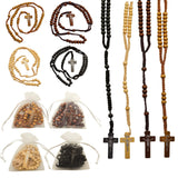 Lassos Boutique Bulk Pack Wooden Rosary Prayer Beads Catholic Rosaries Party Favors Jesus Holy Cross First Communion incl. Organ