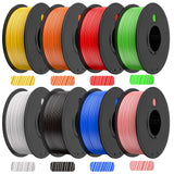 Haosegd PLA 3D Printer Filament Bundle, PLA Filament 1.75mm, 250g Spool, 8 Rolls, 2kg in Total Black/White/Red/Yellow/Pink/Blue/