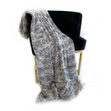 Plutus Silver Wild Rabbit Faux Fur Luxury Throw Blanket 102In X 116In