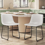 REONEY Dining Chairs Set of 2, PU Leather Armless Dinner Chairs with Backrest, 18 Modern Kitchen Dining Room Chair with Metal Le