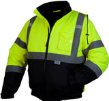 Pyramex Safety RJ3210L RJ32 Series Jackets HiVis Lime Bomber Jacket with Quilted Lining Size Large