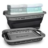 BROOKSTONE, 1 UNIT, 11 GALLONS - [OUR LARGEST BASKET EVER] 24 Collapsible Laundry Basket, Comfort Non-Slip Grip Handles, Minimal