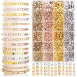Gold Spacer Beads 2160 Pieces Bracelet Beads for DIY Jewelry Making(Gold, Sliver, Rose Gold, KC Gold)