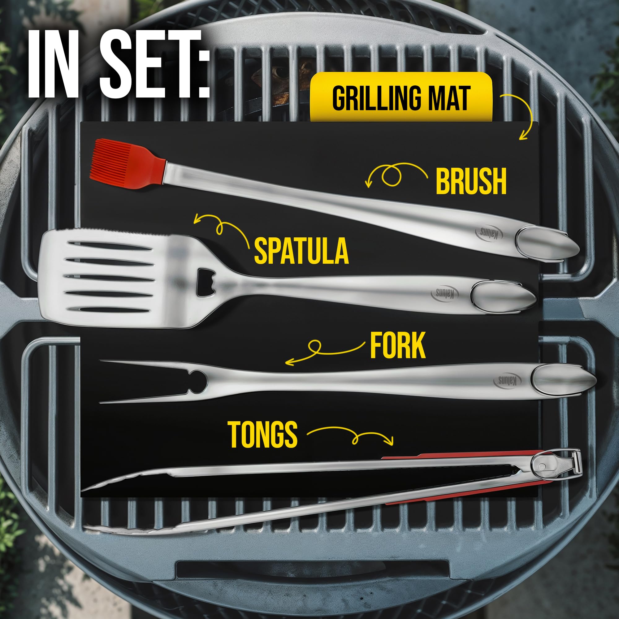 Kaluns BBQ Grilling Accessories, Grilling Gifts for Men Dad, Grill Tools for Outdoor Grill, Heavy Duty Stainless Steel Grill Set