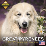 Great Pyrenees Calendar 2027 - 16 Month Dog Wall Calendar, Monthly Planner, Large Writing Blocks, Thick No Bleed Paper, Made in 