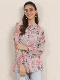 Libas Women'S Chiffon Floral Printed Straight Kurti (98022O_Pink_L)
