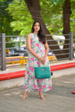 Gosriki Women'S Rayon Blend Anarkali Printed Kurta With Pant (Thomas Pista-Gs_S_Pista_Small),Pista,,B0DRNNZZ8Q
