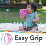 Nuby 3 Piece No-Spill Grip N Sip Cup With Silicone Soft Flex Spout, 2 Handle With Clik It Lock Feature, Girl,10 Ounce