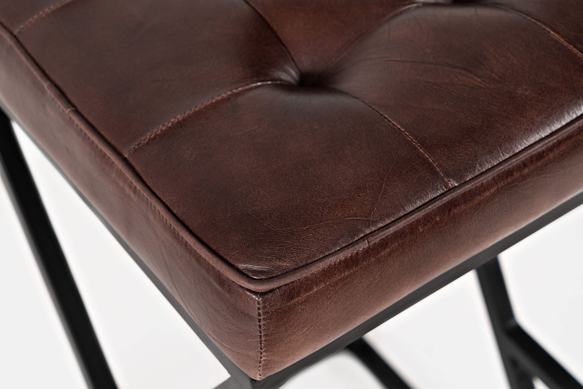 Jofran Brooks Mid-Century Leather Barstool, 15''Lx15''Wx29''H, Dark Sienna (Model: 1730-192Ds)