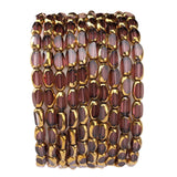 DADIFEN Glass Rice Beads Clear Purple 4x6mm 50pcs Faceted Oval Golden Edge Crystal Loose Beads for DIY Craft Jewelry Making