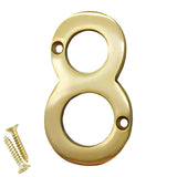 RCH Hardware 2278PB075 | Solid Brass 3 Tall House Number 8, Polished Brass Shiny Gold Matching Screws Included