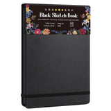 50 Sheets Black Paper Sketchbook, 98lb/160gsm Heavyweight Black Sketch Pad 5.8 8.3in, Acid-Free Drawing Paper, Spiral Bound Ske