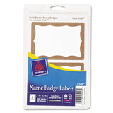 Avery 5146 Name Badge Labels, 211/32Inch x33/8Inch , 100/PK, Gold Border