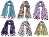 Fusfus WomenS Printed Chiffon Scarves And Stoles, Free Size(Multicolour, Fs1466) Pack Of 6 (Multicolor1)
