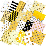 HunnmingRe 20 Pcs 10''x10'' Bee Quilting Fabric Square Honeycomb Precuts Quilted Fabric Bundle Sunflower Daisy Yellow Black Stri
