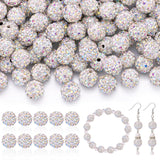 105pcs 10mm Rhinestone Beads for Jewelry Making, Crystal AB Shiny Round Disco Ball Beads Bulk, Sparkle Crystal Clay Christmas fo