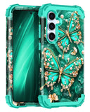 Miqala for Galaxy S25 FE Case,Glow in The Dark Three Layer Heavy Duty Shockproof Protection Hard Plastic Bumper+Soft Silicone Pr