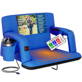 Alpcour Heated Reclining Stadium Seat for Bleachers - Wide Bleacher Chair with Back Support and Cushion, Armrests, Side Pockets,
