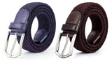 Zacharias WomenS Stretchable Woven Fabric Knitted Belt,Fits Upto 40 Inches Waist Size Asy01 (Blue & Brown_Free Size) (Pack Of 