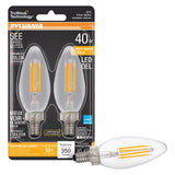 Sylvania Led Truwave Natural Series D?Cor B10 Chandelier Light Bulb 40W Equivalent Efficient 4W Candelabra Base Dimmable 350 Lumens Clear 2700K Soft White - 2 Pack (40794) -Like New