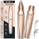 Eyebrow Trimmer Facial Hair Removal for Women: 2 in 1 Eyebrow Razor Electric and Face Shaver - Painless Rechargeable Hair Remove