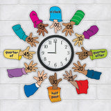 Really Good Stuff Helping Hands Around the Clock Colorful, Easy-to-Read Clock Hands for Classroom Time Concepts Teaching 4' by 8