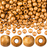 HINZIC 200pcs Light-Coffee Wooden Beads, 9x10mm Large Hole Macrame Bead, Natural Wood Hair Bead, Round Loose Spacer Beads for Ma