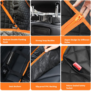 URPOWER 6 in 1 Convertible Dog Car Seat Cover for Back Seat 60/40 Split Dog Seat Cover 100% Waterproof Dog Hammock for Car Nonsl