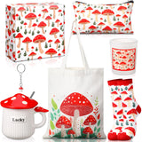 Tioncy 7 Pcs Mushroom Gifts Set for Women Include Canvas Tote Bag Mug Makeup Bag Candle Socks Keychain Gift Box for Mother's Day