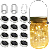SunKite Solar Mason Jar Lights(NO Jars), 12 Pack 30 LED Waterproof Fairy Firefly Jar Lids String Lights with Hangers, Patio Yard