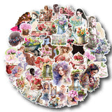 Cute Girls Stickers For Journal Diary Diy Daily Scrapbook Stickers For Page Decoration 80 Pcs Sticker (Flower Girls)