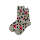 Hot Sox WomenS The Outdoors Novelty Crew, Bear Tent (Sweatshirt Grey), Shoe Size: 410 (Sock Size: 911)