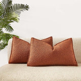 16x24 Boucle Textured Throw Pillow Covers Set of 2 for Couch Sofa Bed,Rust