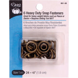Dritz 98138 Heavy Duty Snap Fasteners, Antique Brass, Size 24 (5/8Inch) 6Count