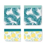 Ello 4 Pack Reusable Food Storage Bags, Resealable BPA-Free, Food-Safe PEVA, Feezer Safe and Leak-Proof, Lemons and Palms