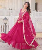Weadni Georgette Embroidered Work Anarkali Kurta Set For Women (In Alpha 2Xl Regular Pink),PINK,2XL,Georgette,Anarkali,