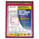 CLine 41610 Reusable Dry Erase Pockets, 6 x 9, Assorted Primary Colors, 10/Pack