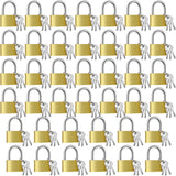 Yaocom Solid Brass Keyed Padlock, Small Padlocks Keyed Alike Yellow Gym Lock, Strong Padlock with Key for Luggage Toolbox(40 Pcs
