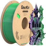 Gratkit Silk Dual Color PLA Filament, Coextrusion PLA Filament 1.75mm, +/-0.03mm, 1KG/Roll, Silk PLA Purple & Green