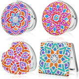 FILASLFT Diamond Art Mirror - 4 Pcs DIY Compact Portable Magnifying Folding Purse Mirror, Diamond Art Gifts (Mandala)