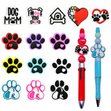 Papacharms 14PCS Paw Focal Beads Silicone Focal Beads for Pens Cute Dog Beaded Pen Bead Charms for Beadable Pen Keychain Making 