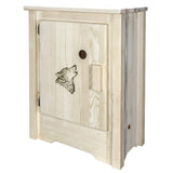 Montana Woodworks Homestead Collection Accent Cabinet With Laser Engraved Wolf Design, Left Hinged, Ready To Finish