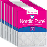 Nordic Pure 20x20x1 (19 1/2 x 19 1/2 x 3/4) Tru Mini Pleat MERV 8 AC Furnace Air Filters 12 Pack