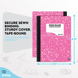 Composition Notebooks Wide Ruled Paper, Colored Marble Composition Notebook Covers, 100 Sheets (200 pages) Composition Books, Wi